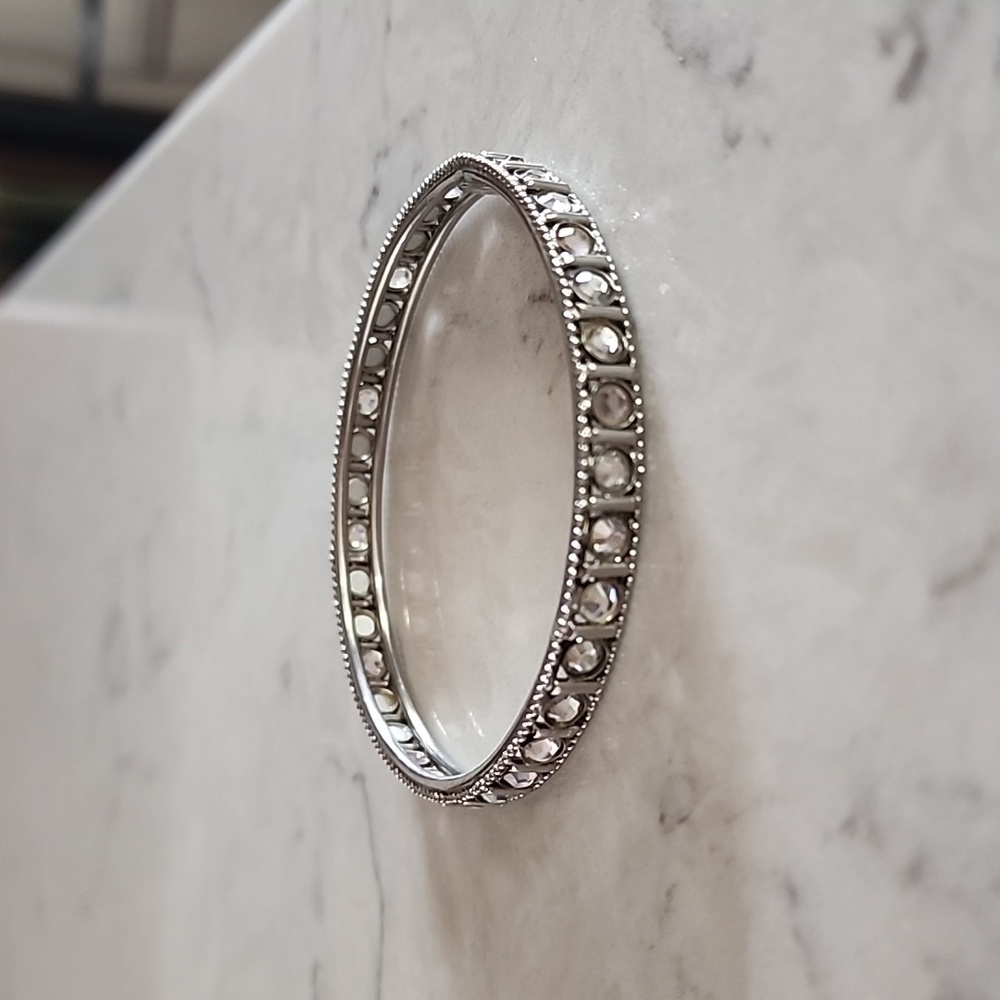Sorelli Bedazzled antique silvertone bangle bracelet